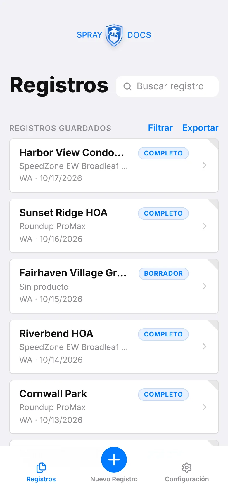 The Records list in Spanish